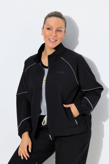Ulla Popken 833237 Sportjacke mit Reflektordetails Schwarz - Jacken - Große Jacken für Damen