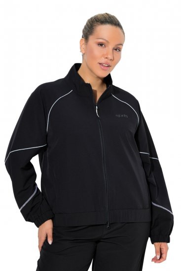 Ulla Popken 833237 Sportjacke mit Reflektordetails Schwarz - Jacken - Große Jacken für Damen