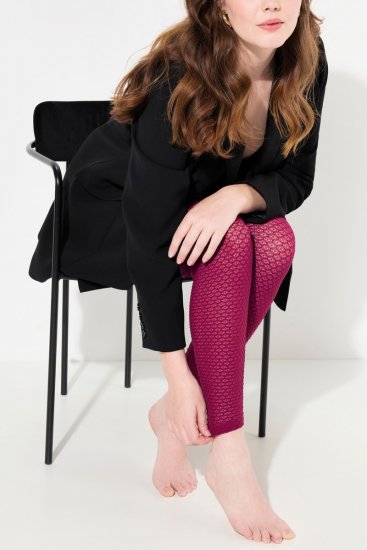 Ulla Popken 833718 Strumpfleggings mit Spitze Beerenrot - Strumpfhosen & Socken - 