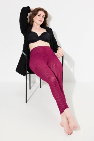 Ulla Popken 833718 Strumpfleggings mit Spitze Beerenrot - Strumpfhosen & Socken - 