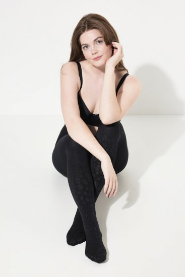 Ulla Popken 833809 Strumpfhose mit Animal-Print Schwarz - Strumpfhosen & Socken - 