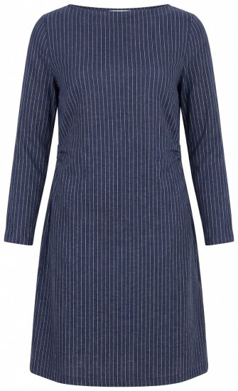 Ulla Popken 834371 Gestreiftes Sweatkleid Dunkelblau - Sweatkleider - 