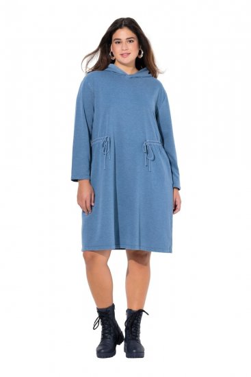 Ulla Popken 834536 Sweatkleid mit Kapuze Denimblau - Sweatkleider - 