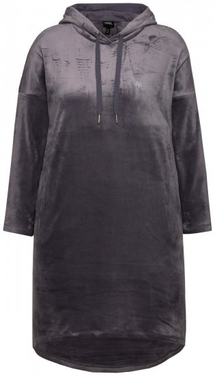 Ulla Popken 834550 Langärmliges Kleid mit Kapuze Anthrazit - Sweatkleider - 