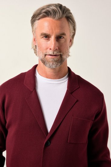 Boston Park 747 Flexlastic Stricksakko Aubergine - Herrenanzüge und -blazer - Herrenanzüge und -blazer in großen Größen