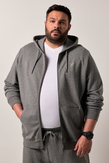 Men+ 851 Kapuzen-Sweatjacke Grau meliert - Herren-sweater und -hoodies - Herren-Sweater und -Hoodies in großen Größen