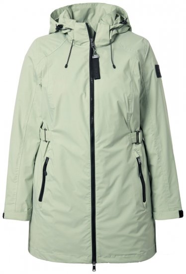 Ulla Popken 835132 HYPRAR Funktionsjacke in A-Linie mit abnehmbarer Kapuze Helles Salbeigrün - Jacken - Große Jacken für Damen