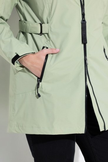 Ulla Popken 835132 HYPRAR Funktionsjacke in A-Linie mit abnehmbarer Kapuze Helles Salbeigrün - Jacken - Große Jacken für Damen