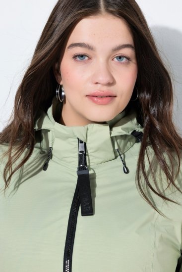 Ulla Popken 835132 HYPRAR Funktionsjacke in A-Linie mit abnehmbarer Kapuze Helles Salbeigrün - Jacken - Große Jacken für Damen