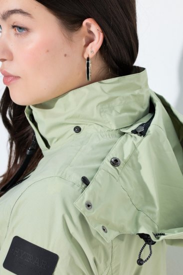 Ulla Popken 835132 HYPRAR Funktionsjacke in A-Linie mit abnehmbarer Kapuze Helles Salbeigrün - Jacken - Große Jacken für Damen