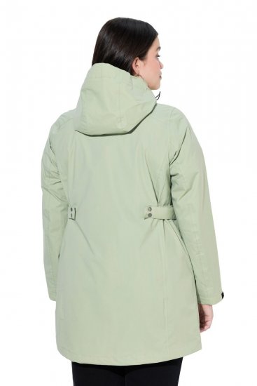 Ulla Popken 835132 HYPRAR Funktionsjacke in A-Linie mit abnehmbarer Kapuze Helles Salbeigrün - Jacken - Große Jacken für Damen