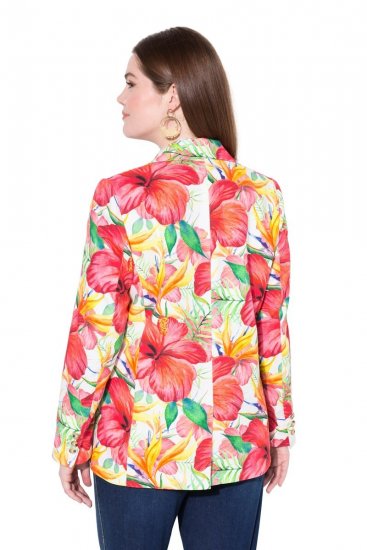 Ulla Popken 835230 Geblümter Baumwollblazer Rot - Blazer - Blazer für Frauen in Großgrößen