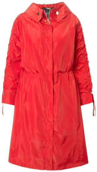Ulla Popken 835277 Langer wasserabweisender Mantel mit Kapuze Rot - Mäntel - Große Größen: Mäntel für Damen