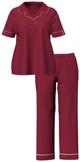 Ulla Popken 835397 Pyjama mit kurzen Ärmeln und Hemdkragen Flieder - Pyjama/Loungewear - 
