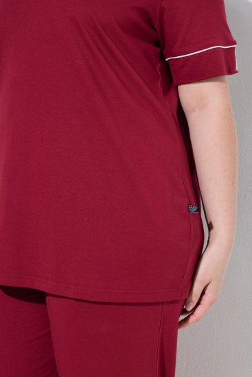 Ulla Popken 835397 Pyjama mit kurzen Ärmeln und Hemdkragen Flieder - Pyjama/Loungewear - 