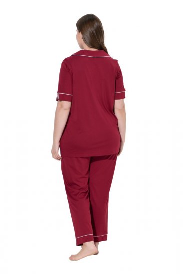 Ulla Popken 835397 Pyjama mit kurzen Ärmeln und Hemdkragen Flieder - Pyjama/Loungewear - 