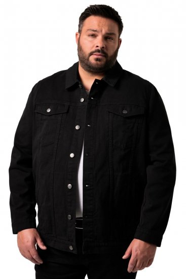Men+ 446 Jeansjacke mit Brusttaschen Schwarz - Herren jacken - Herren Jacken in großen Größen