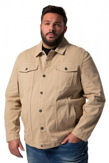 Men+ 446 Jeansjacke mit Brusttaschen Sand - Herren jacken - Herren Jacken in großen Größen