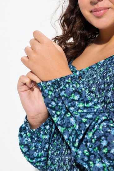 Ulla Popken 835713 Geblümtes Kleid Dunkelblau - Maxikleider - Große Größen: Lange Maxikleider