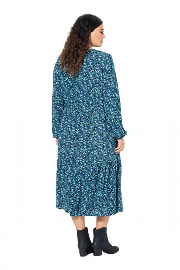 Ulla Popken 835713 Geblümtes Kleid Dunkelblau - Maxikleider - Große Größen: Lange Maxikleider
