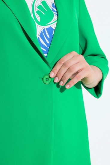 Ulla Popken 836165 Langer Blazer mit 3/4-Ärmeln Grün - Blazer - Blazer für Frauen in Großgrößen