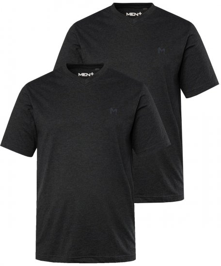 Men+ 299 T-Shirt V-Ausschnitt Schwarz 2er-Pack - Herren-T-Shirts - Herren-T-Shirts in großen Größen
