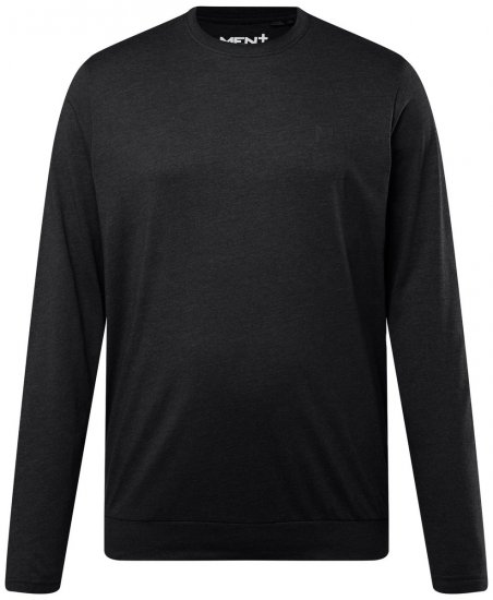 Men+ 313 T-Shirt Langarm Bauchfit Schwarz - Herren-T-Shirts - Herren-T-Shirts in großen Größen