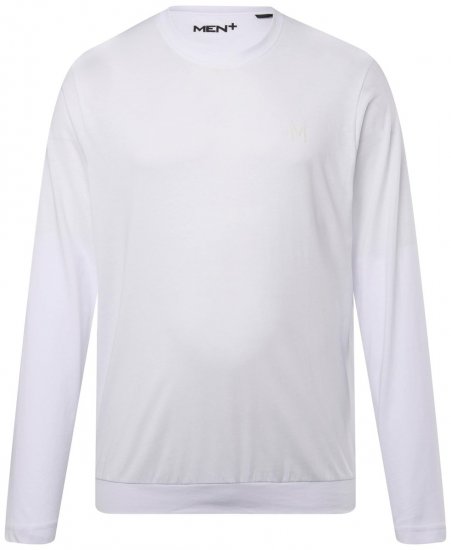 Men+ 313 T-Shirt Langarm Bauchfit Weiß - Herren-T-Shirts - Herren-T-Shirts in großen Größen