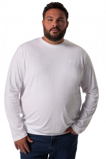 Men+ 313 T-Shirt Langarm Bauchfit Weiß - Herren-T-Shirts - Herren-T-Shirts in großen Größen