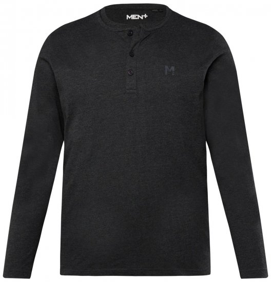 Men+ 383 Henleyshirt Langarm Schwarz - Herren-T-Shirts - Herren-T-Shirts in großen Größen