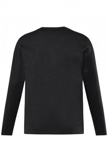 Men+ 383 Henleyshirt Langarm Schwarz - Herren-T-Shirts - Herren-T-Shirts in großen Größen