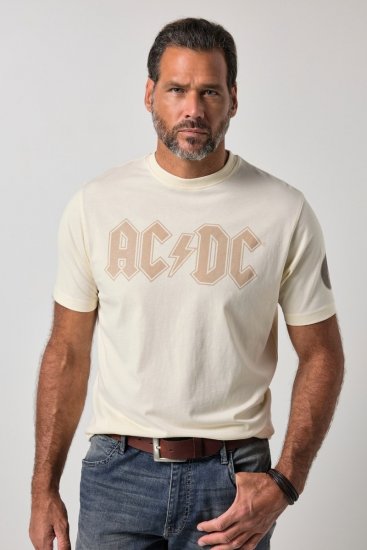 JP1880 836411 AC/DC Classic Logo T-Shirt Sandgrau - Band-T-shirts - Band T-Shirts für große Größen