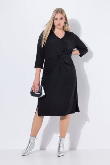 Ulla Popken 836514 Midikleid mit 3/4-Ärmeln Schwarz - Midikleider - Midikleider in großen Größen