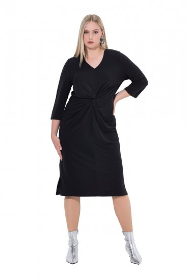 Ulla Popken 836514 Midikleid mit 3/4-Ärmeln Schwarz - Midikleider - Midikleider in großen Größen