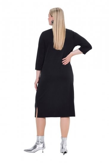 Ulla Popken 836514 Midikleid mit 3/4-Ärmeln Schwarz - Midikleider - Midikleider in großen Größen