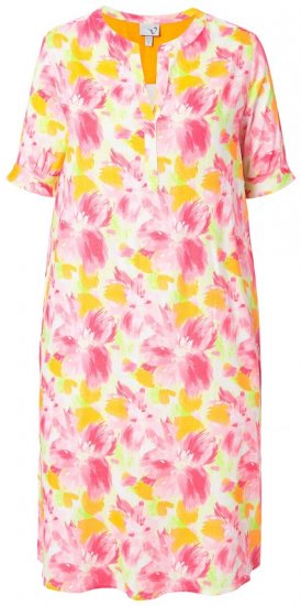 Ulla Popken 836739 Geblümtes Kleid aus Leinenmix Weiß - Sommerkleider - Große Größen: Leichte Sommerkleider
