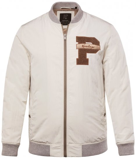 JP1880 836786 Collegejacke mit Emblem Cremeweiß - Herren jacken - Herren Jacken in großen Größen