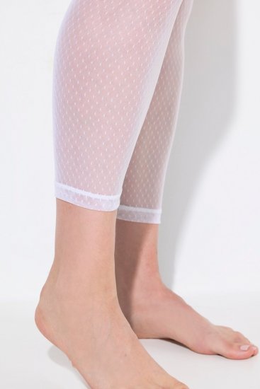 Ulla Popken 836800 Gepunktete Strumpfleggings Weiß - Strumpfhosen & Socken - 