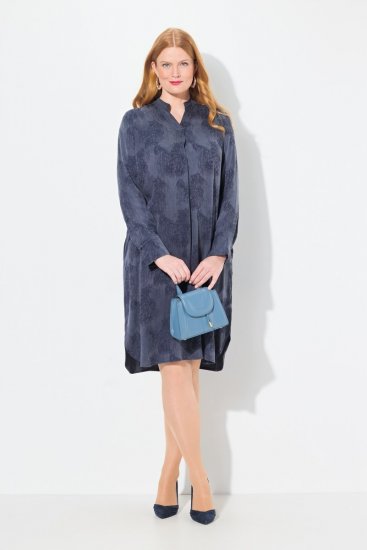 Ulla Popken 837069 Geblümtes Kleid Dunkelblau - Midikleider - Midikleider in großen Größen