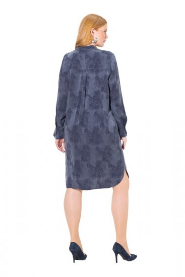 Ulla Popken 837069 Geblümtes Kleid Dunkelblau - Midikleider - Midikleider in großen Größen