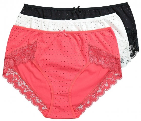 Ulla Popken 837080 Slips mit hoher Taille und Spitze 3er-Pack Rosa - Slips - 
