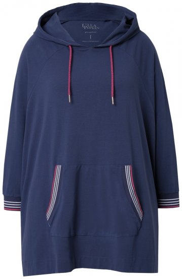 Ulla Popken 837190 Lounge-Poncho mit Kapuze Dunkellila - Pyjama/Loungewear - 