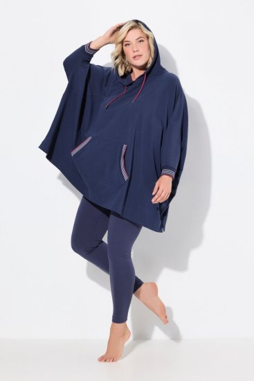 Ulla Popken 837190 Lounge-Poncho mit Kapuze Dunkellila - Pyjama/Loungewear - 