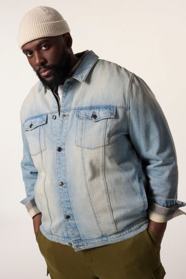 STHUGE 837222 Jeansjacke mit Brusttaschen Hellblau - Herren jacken - Herren Jacken in großen Größen