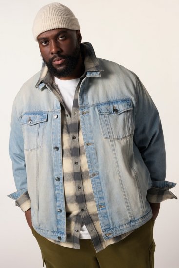 STHUGE 837222 Jeansjacke mit Brusttaschen Hellblau - Herren jacken - Herren Jacken in großen Größen