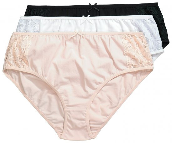 Ulla Popken 837353 Slips mit Spitze 3er-Pack Beige - Slips - 