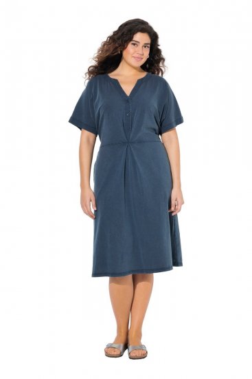 Ulla Popken 837403 Kurzärmliges Jerseykleid Dunkelblau - Jerseykleider - 