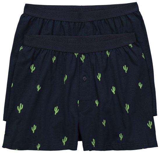 JP1880 837629 Boxershorts FLEXNAMIC® mit Kaktus-Print Dunkelblau 2er-Pack - Herrenunterwäsche & bademode - Herrenunterwäsche & Bademode in großen Größen