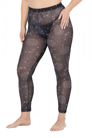 Ulla Popken 837935 Gemusterte Strumpfleggings Schwarz - Strumpfhosen & Socken - 