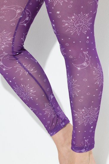 Ulla Popken 837935 Gemusterte Strumpfleggings Violett - Strumpfhosen & Socken - 